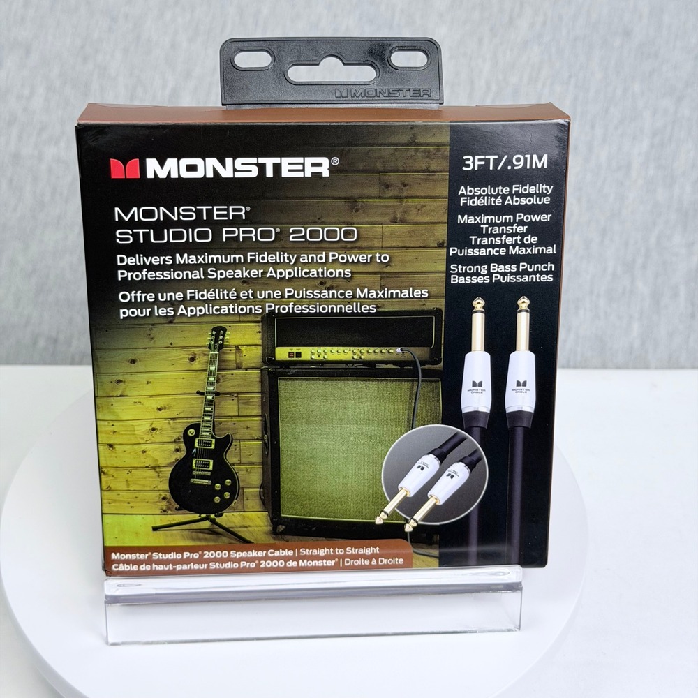 Monster Studio Pro 2000 Speaker Cable 3ft 1/4" Straight to Straight Gold Plated